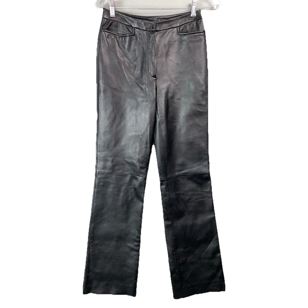 Classiques Entier Women 2 Pants Genuine Leather Bootcut Black Lined Sleek Luxury